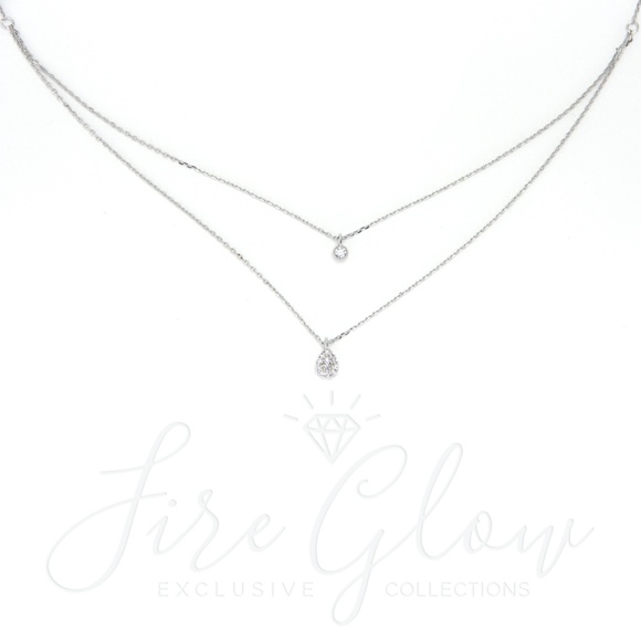 Rhodium Dipped Two Tiered Layered Charm Necklace - Picture 14 of 16